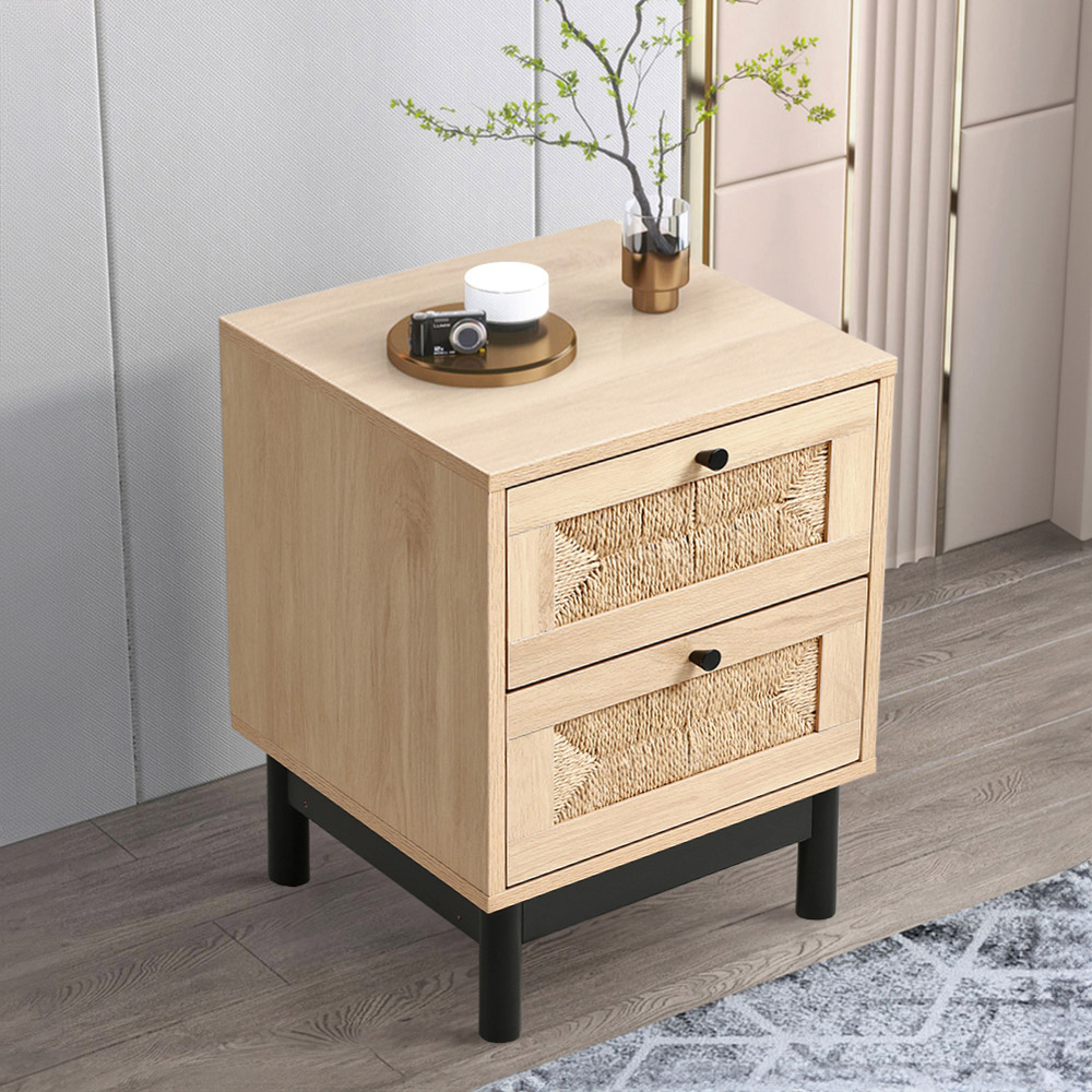 Living and Home 2 Drawer Woven Accent Cabinet Image 8
