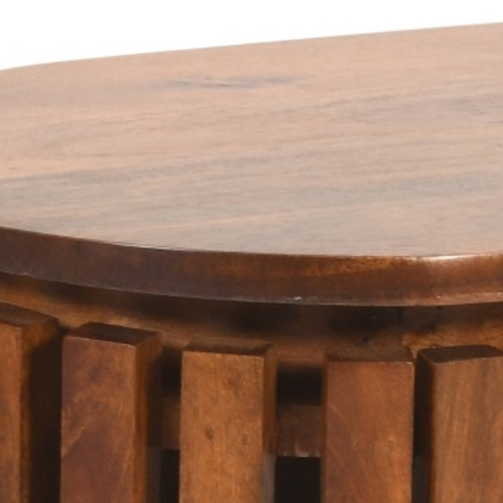 Brooklyn Slatted Single Door Mango Wood Bedside Table Image 5