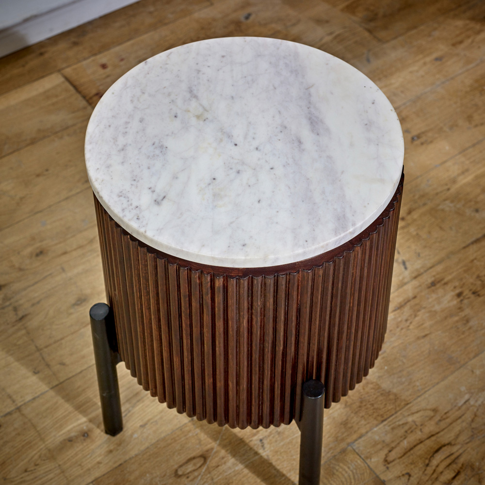 Brooklyn Opal Marble Top Mango Wood Side Table Image 4