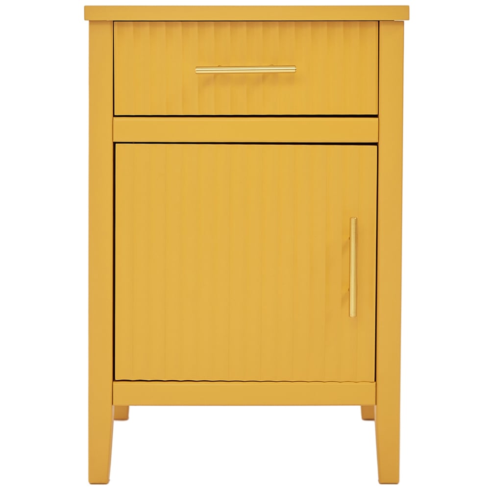 Monti Single Door Single Drawer Mustard Bedside Table Image 3