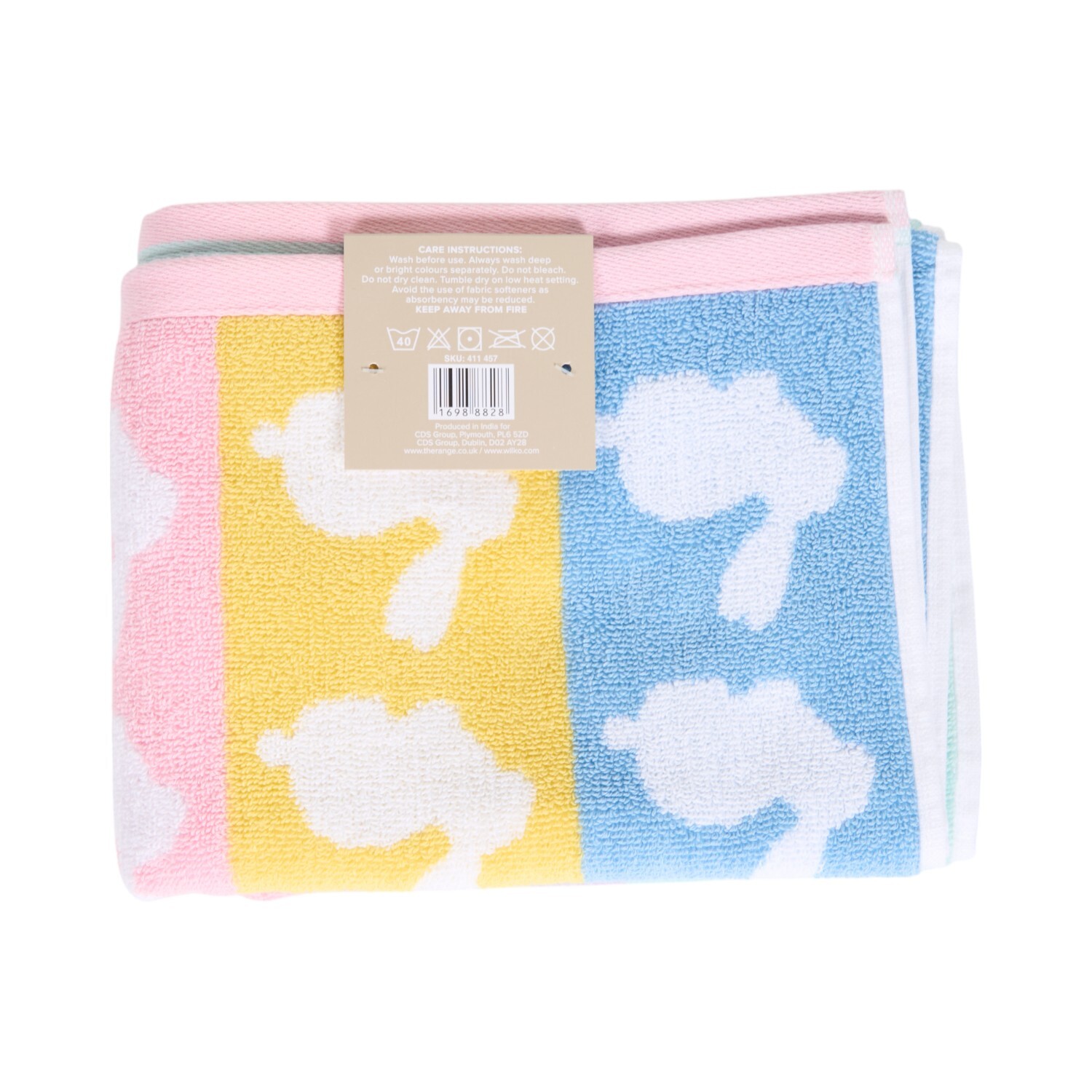Pastel Bunnies Hand Towel - Multicolour Image 2