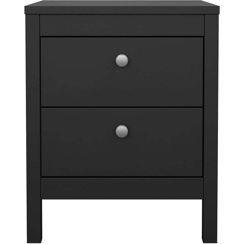 Florence Madrid 2 Drawer Matt Black Bedside Table Image 3