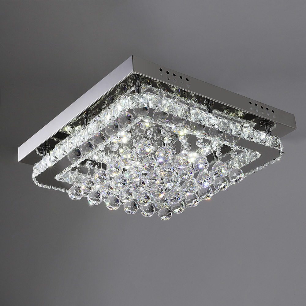 Living and Home Crystal LED Flush Mount Ceiling Light Image 3