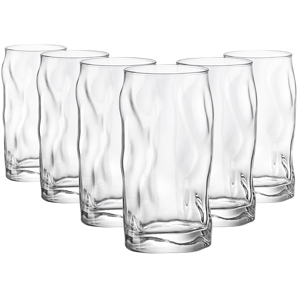 Bormioli Rocco Sorgente Wave Design Clear Highball Glass 460ml 8 Pack Image 1