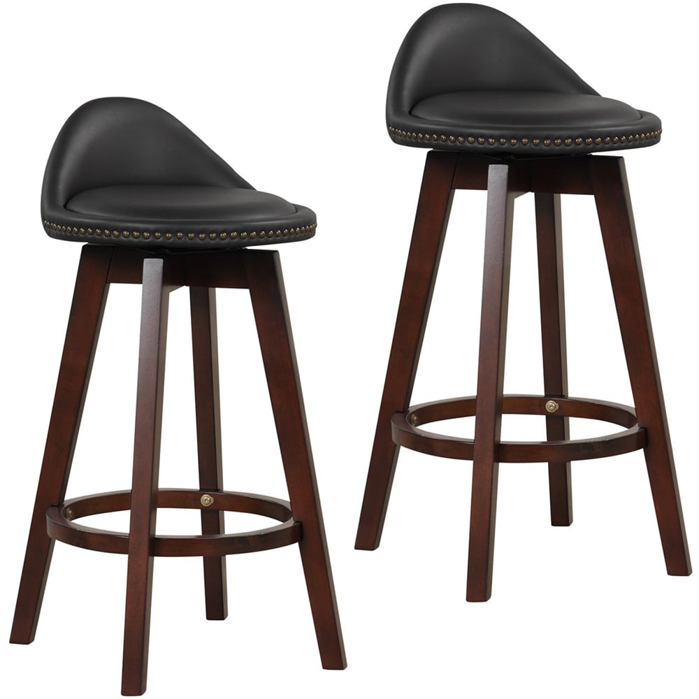 Costway Black Swivel Bar Stool Set of 2 Image 2