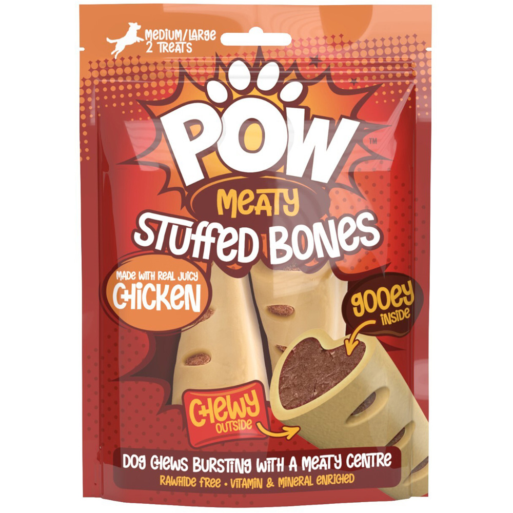 POW Medium Stuffed Bones Dog Treats Image 1