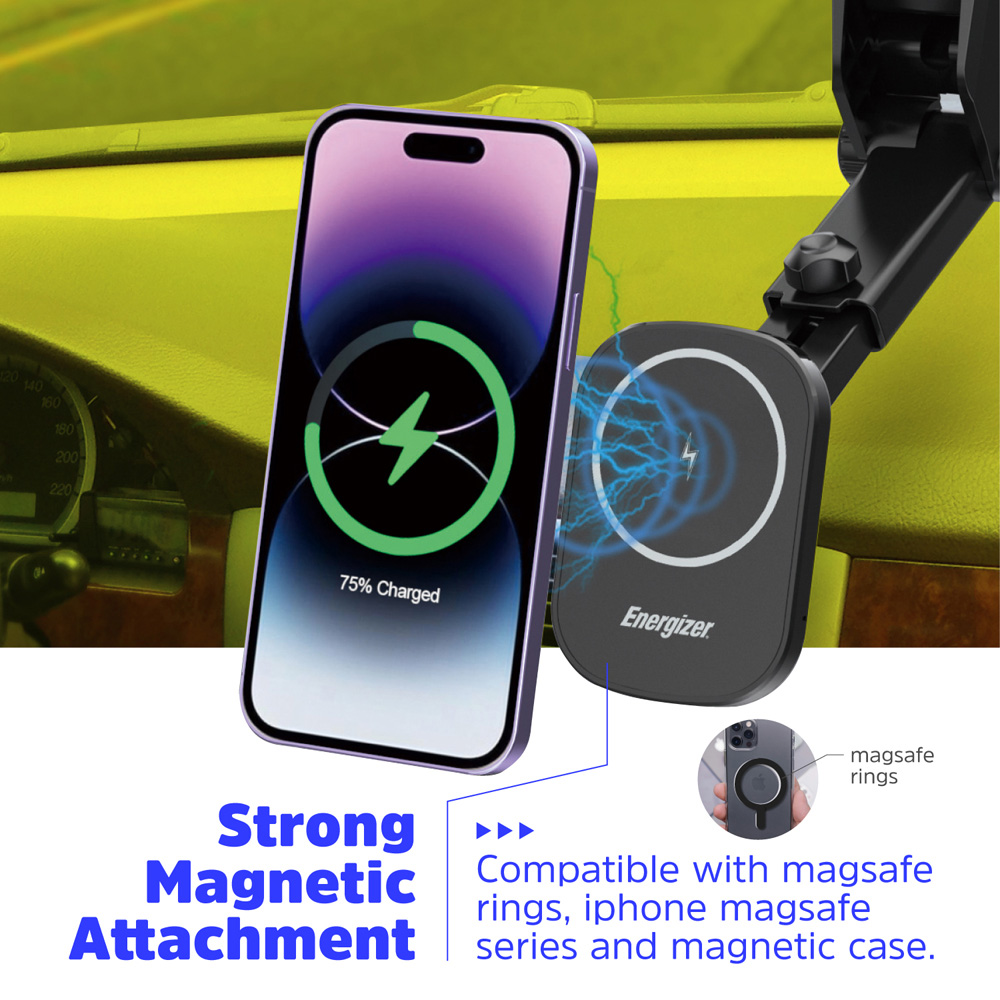 Energizer Black In-Car Magnetic QI Wireless iPhone Charger Image 7