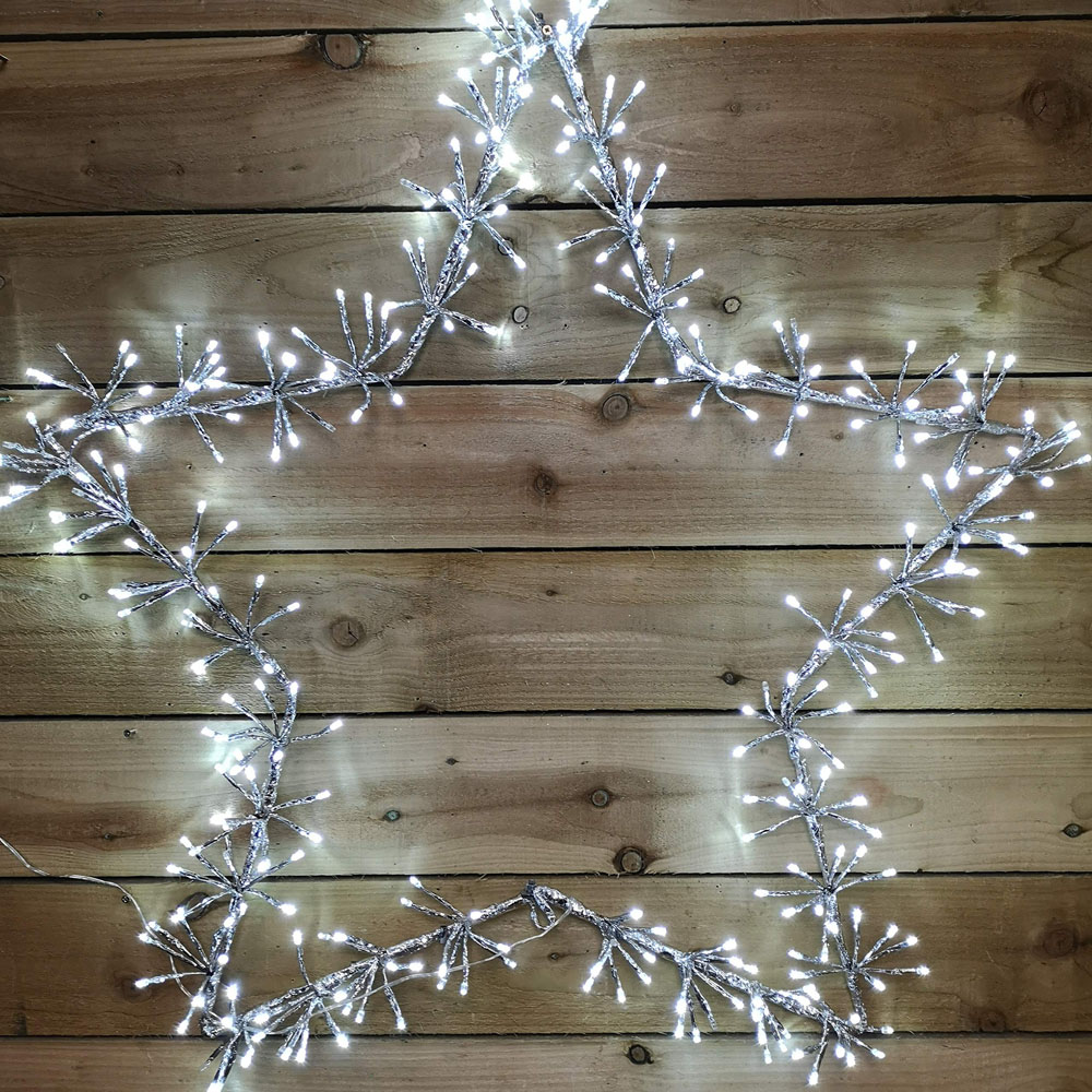 Premier 320 Cool White LED Twinkling Silver Star Silhouette Christmas Decoration 90cm Image 6