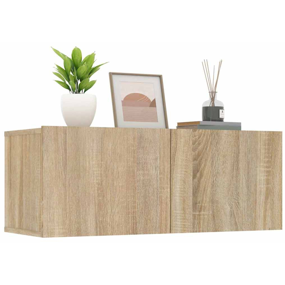 vidaXL 2 Door Sonoma Oak Wall Mounted TV Cabinet Set of 2 Image 4