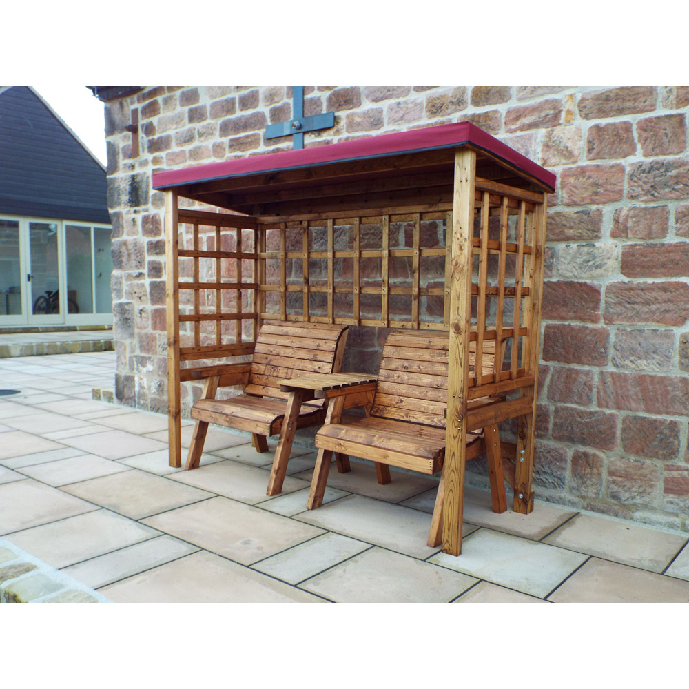 Charles Taylor Henley 2 Seater Arbour with Burgundy Roof Cover Image 2