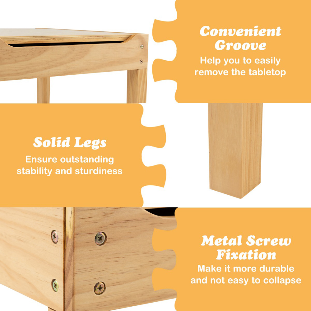 Costway Natural Wooden Children Activity Table Image 8