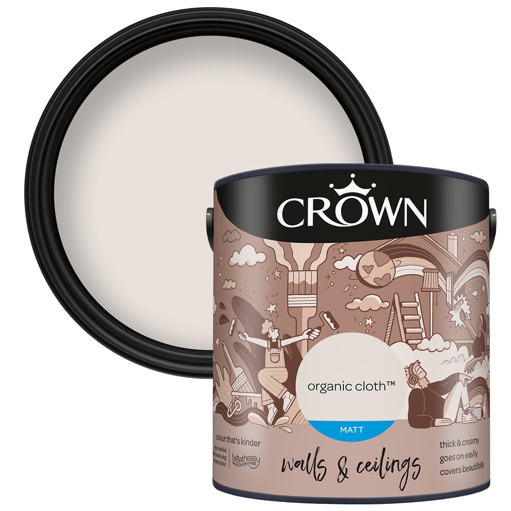 Crown Walls & Ceilings Organic Cloth Matt Emulsion Paint 2.5L Image 1