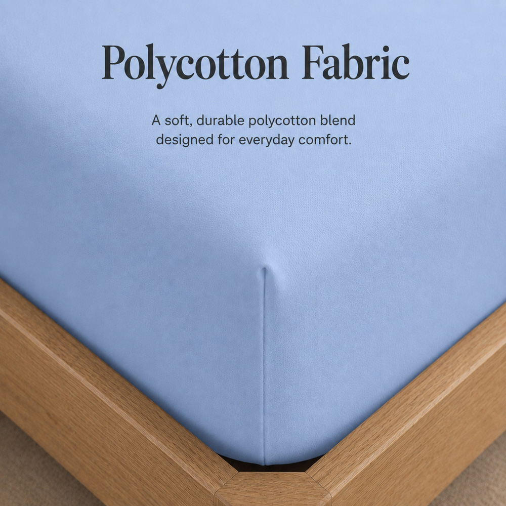 MHG Living King Size Light Blue 30cm Deep Pocket Fitted Sheet with 2 Pillowcase Image 6
