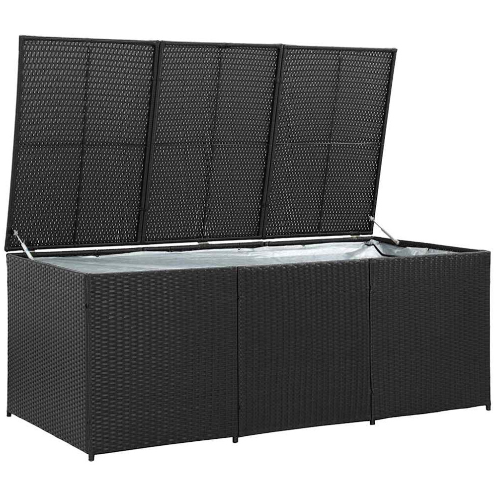 vidaXL 70 x 180 x 90cm Black Poly Rattan Garden Storage Box Image 2