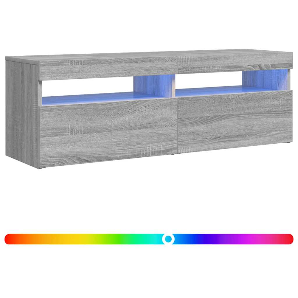 vidaXL 2 Door 2 Shelf Grey Sonoma TV Cabinet with RGB LED Lights Image 7