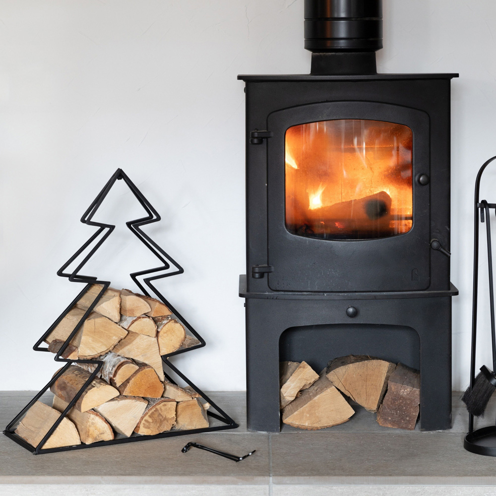 Ivyline Black Metal Tree-Shaped Log Holder Set of 2 Image 2