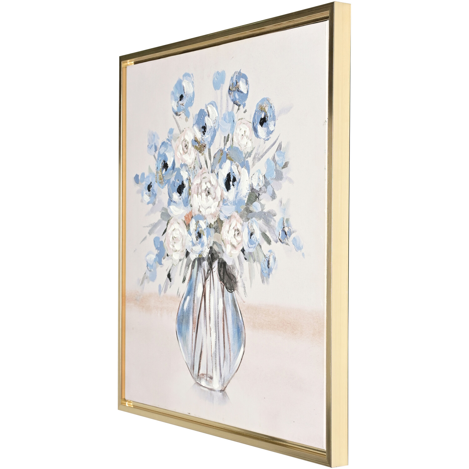 Blue Floral Bouquet Framed Canvas Wall Art 60 x 60cm Image 2
