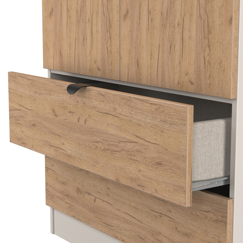 Crowndale Bora 2 Door 2 Drawer Gold Oak and Kashmir Tall Double Wardrobe Image 6