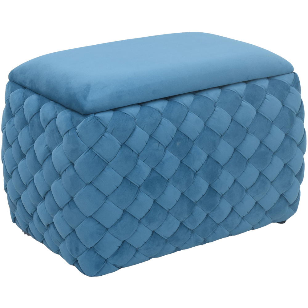 Artemis Home Plumeo Blue Velvet Storage Ottoman Image 3