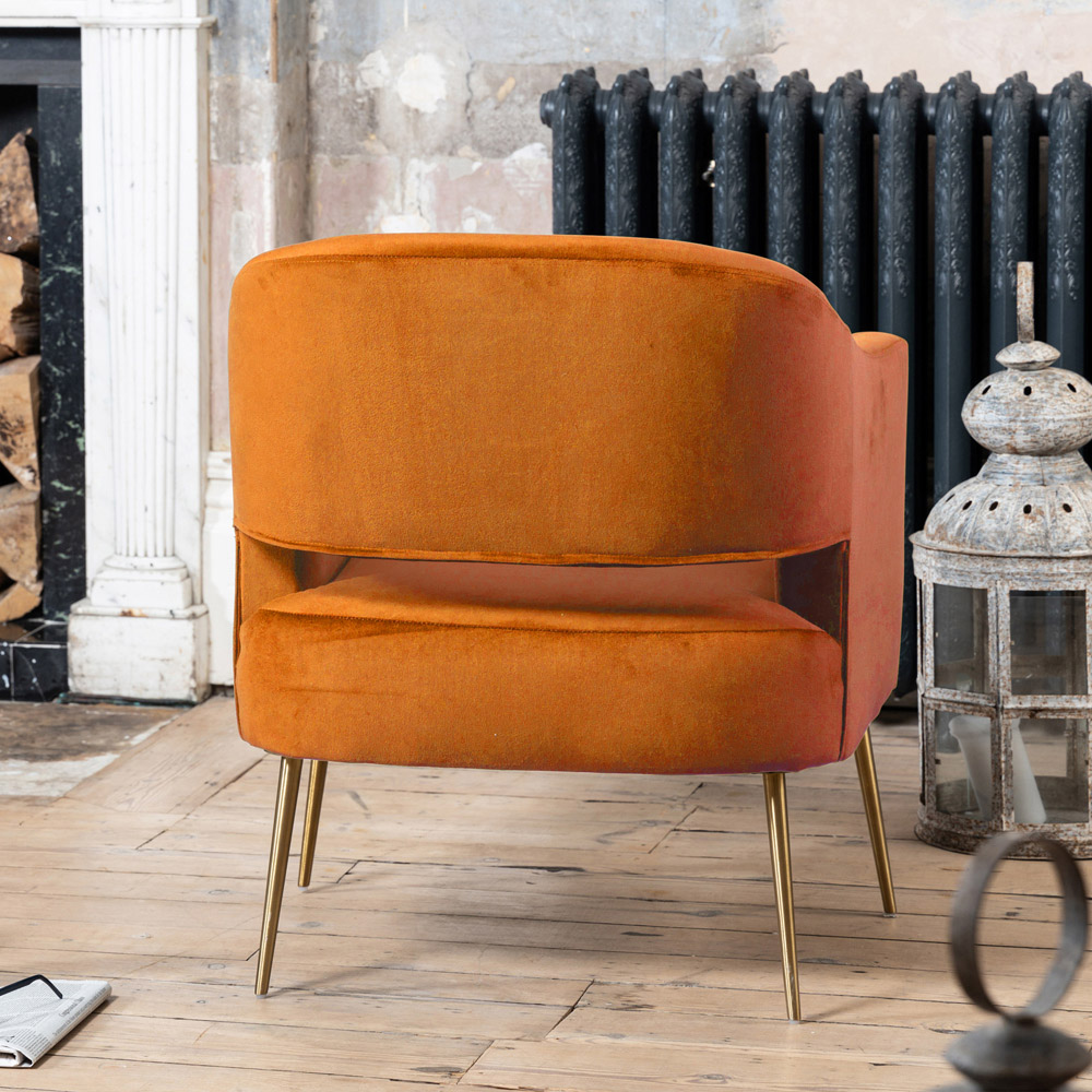 Artemis Home Hobson Orange Velvet Accent Chair Image 3