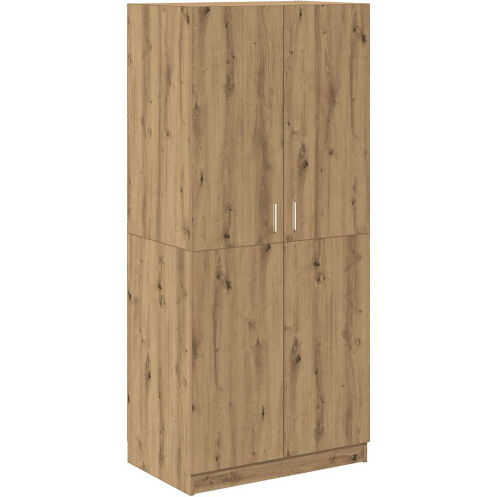 vidaXL 2 Door Artisan Oak Wooden Wardrobe Image 2