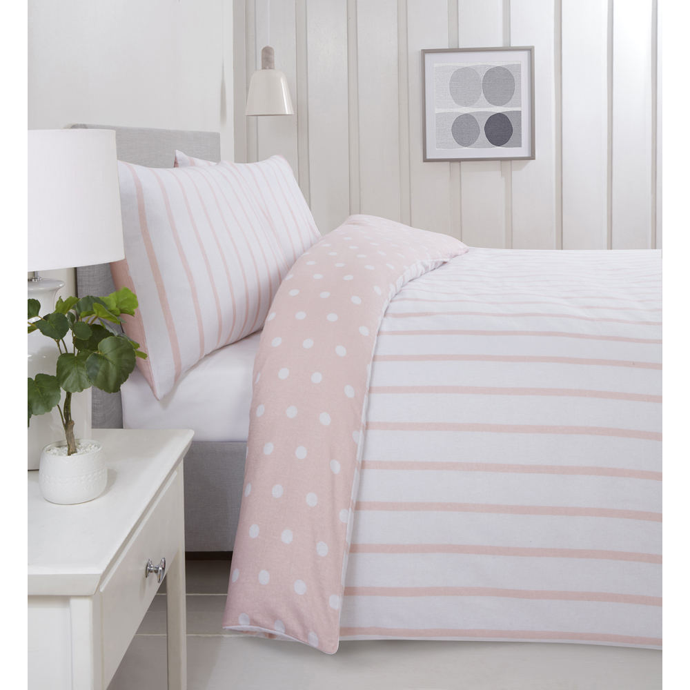 Rapport Home So Soft Spots and Stripes Double Blush Brushed Microfibre Duvet Set Image 3