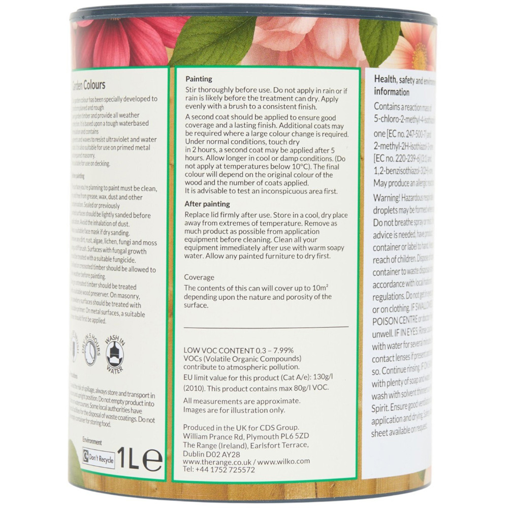 Wilko Garden Colours English Sage Green Wood Paint 1L Image 2