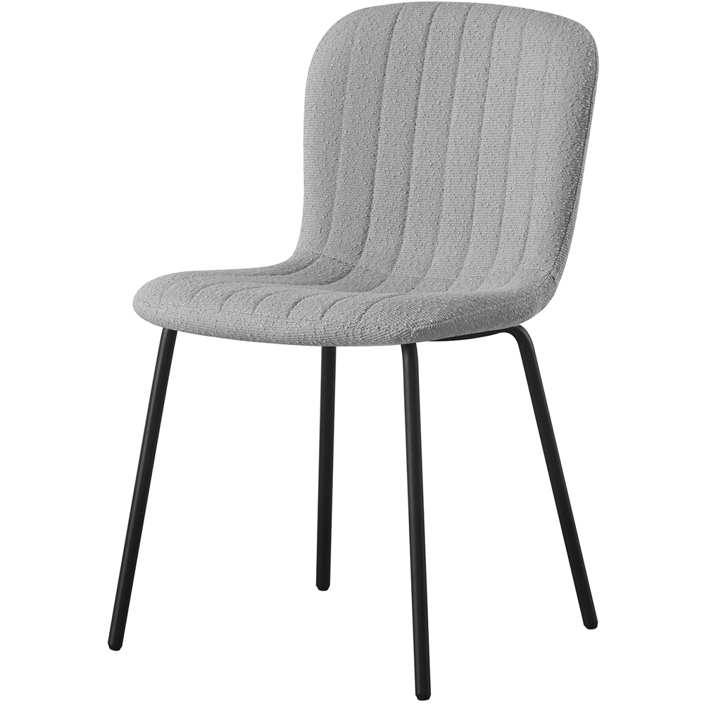 Bella Set of 6 Light Grey Teddy Faux Fur Stitched Design Dining Chairs Image 2