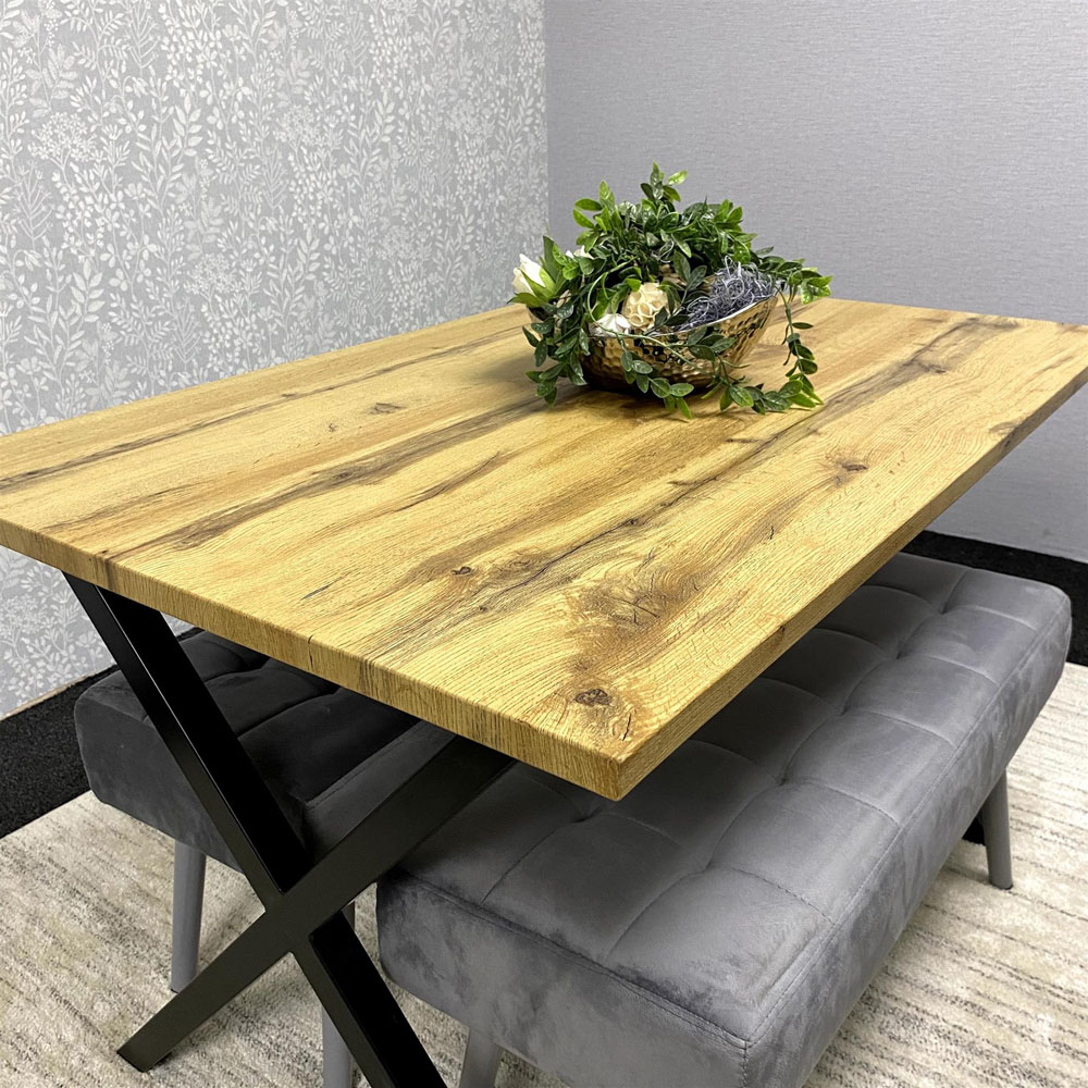 Kosy Koala 4 Seater Wood and Velvet Rectangular Dining Bench Set Image 3
