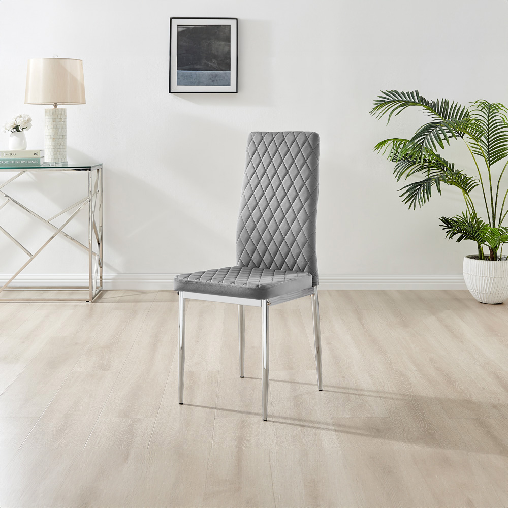 Furniturebox Arona Valera 4 Seater Round Dining Set Grey and Chrome Image 4