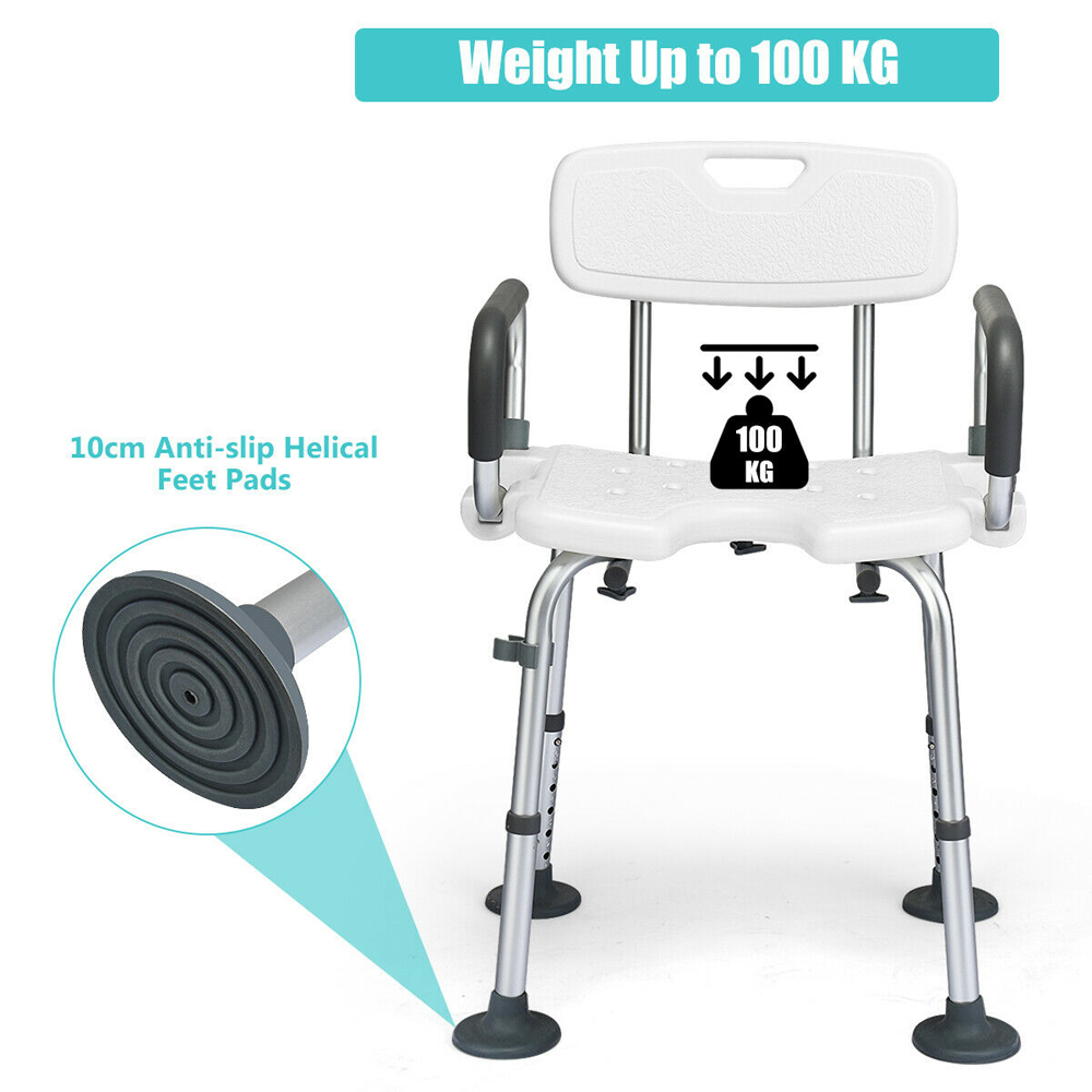 Costway White Height Adjustable Shower Chair Image 6