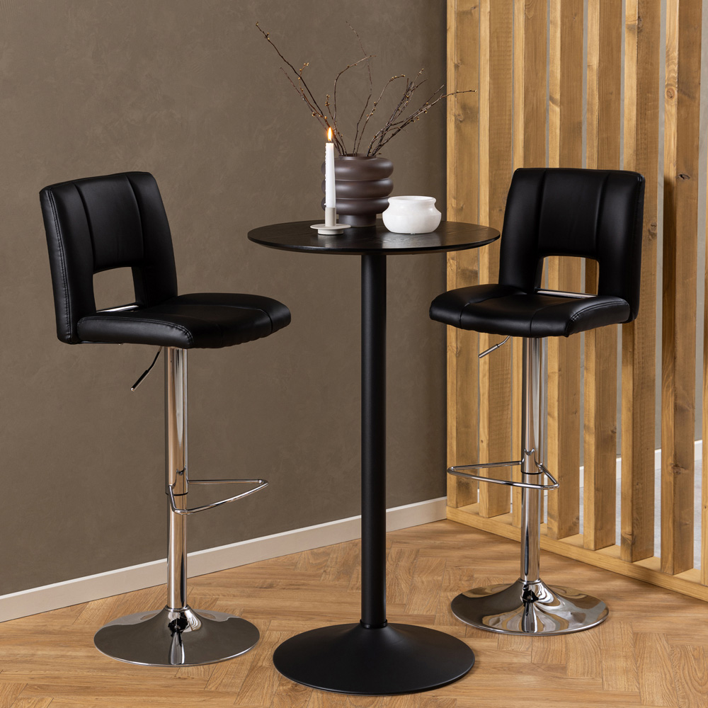 Florence Ibiza 4 Seater Tall Round Bar Table Black Ash and Matt Black Image 9