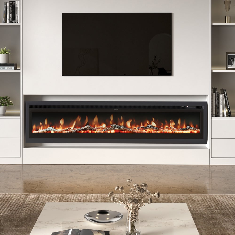 Living and Home Black Electric Fireplace with Adjustable Flame 100 inch Image 6