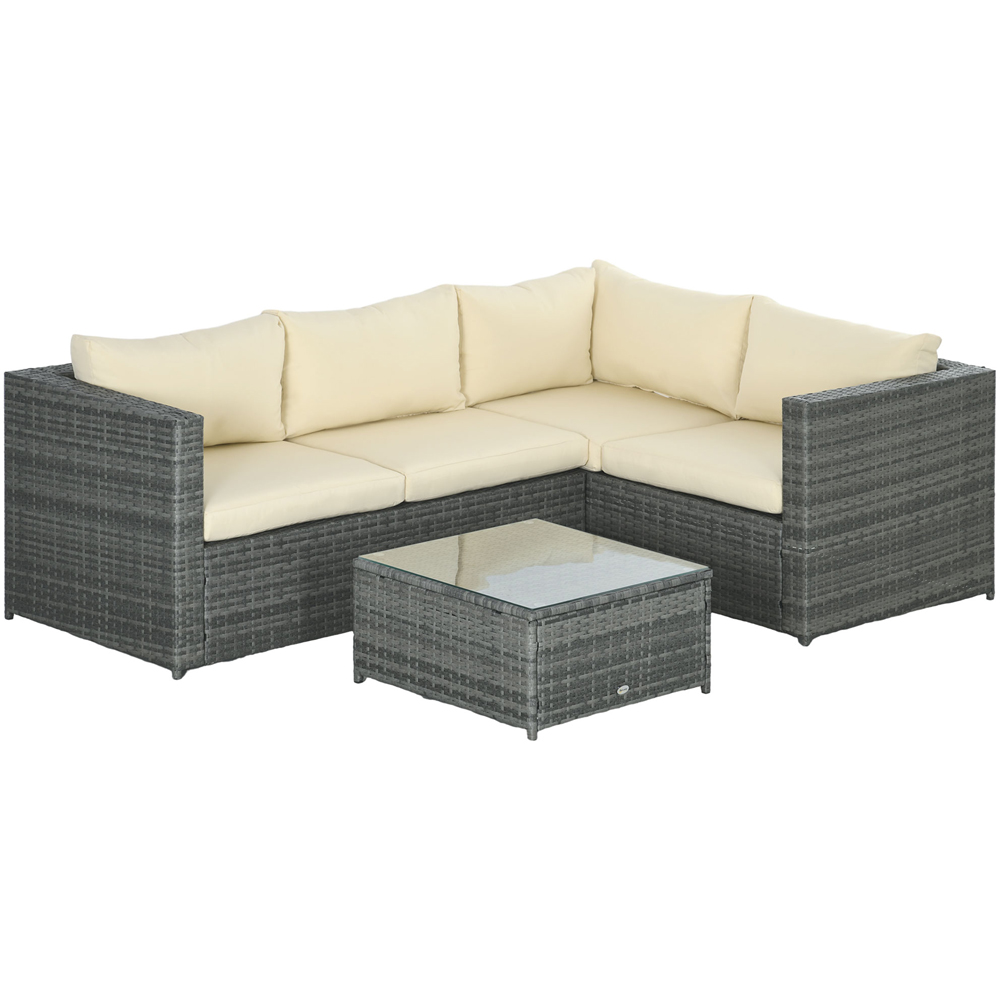 Outsunny 4 Seater Beige Rattan Sofa Lounge Set Image 2