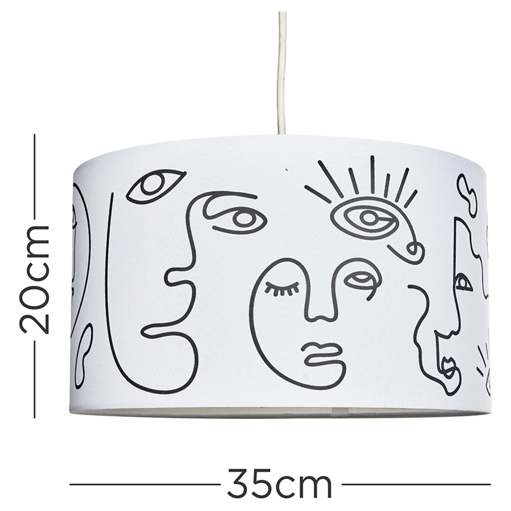 ValueLights Reni Abstract Face Fabric Ceiling Drum Lamp Shade Image 5