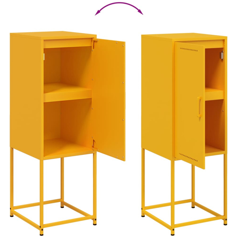 vidaXL Single Door Mustard Yellow Steel Highboard Image 9
