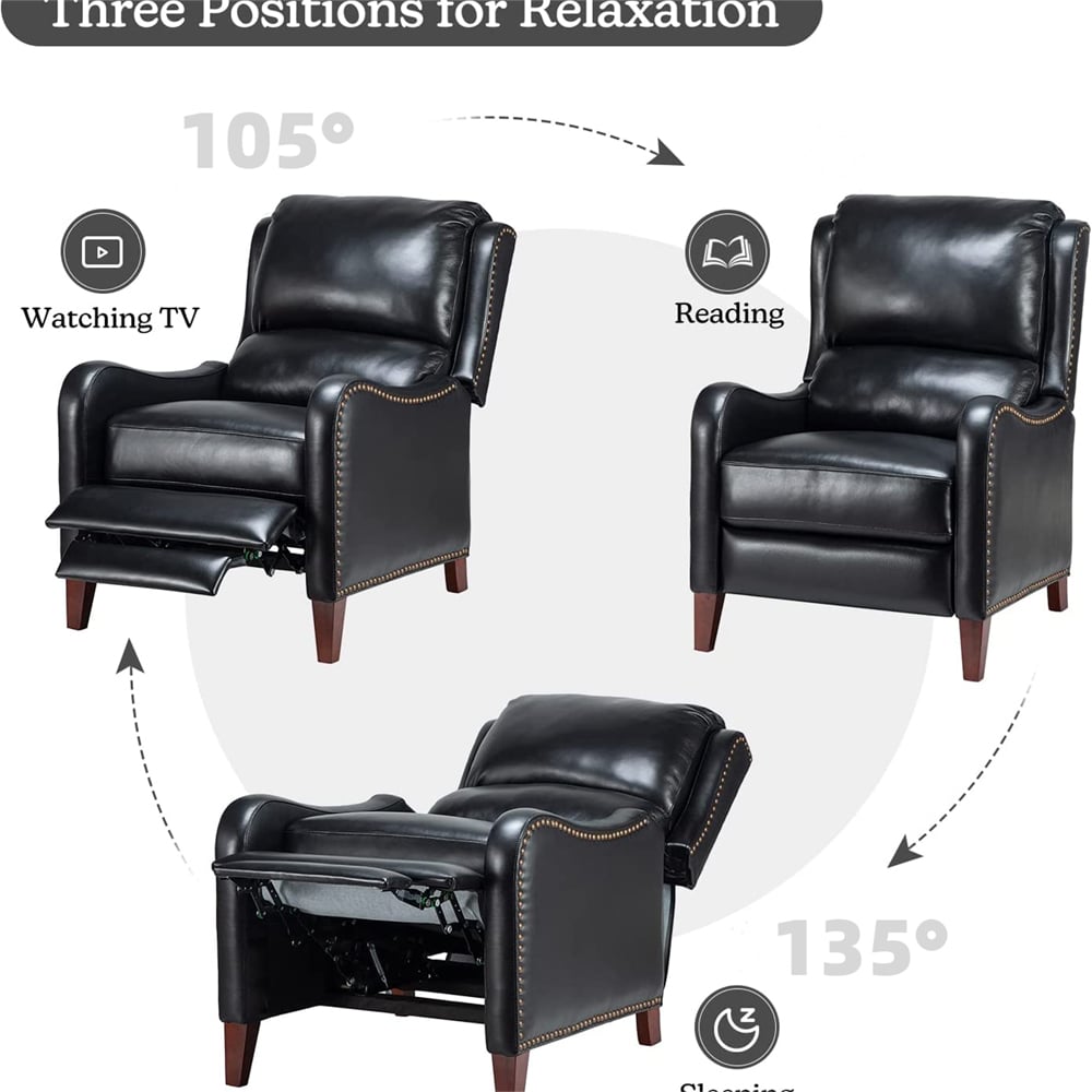 Furniture One Black Leather Pushback Recliner Chair Image 5