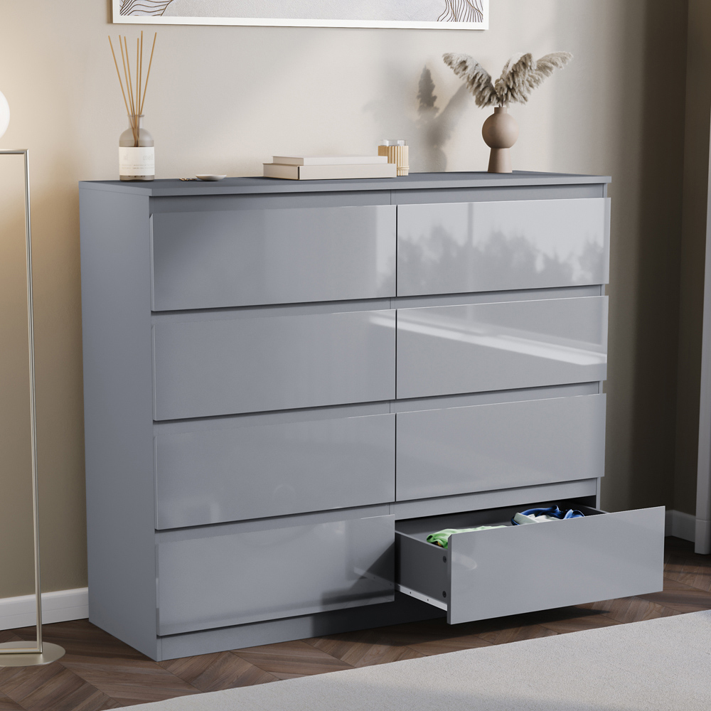 VIDA DESIGNS Glinton 8 Drawer Grey Chest of Drawers Image 4