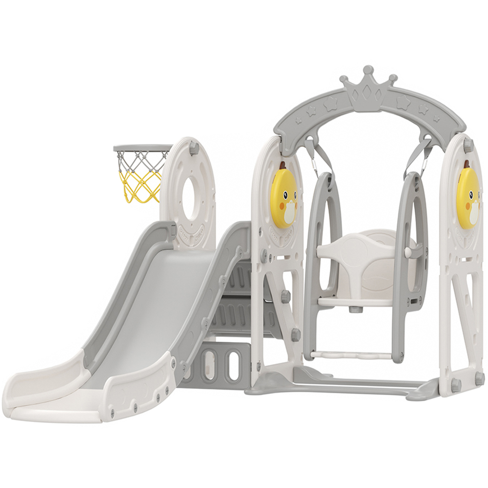Living and Home 3 in 1 Kids Grey Duck Swing and Slide Set Image 1