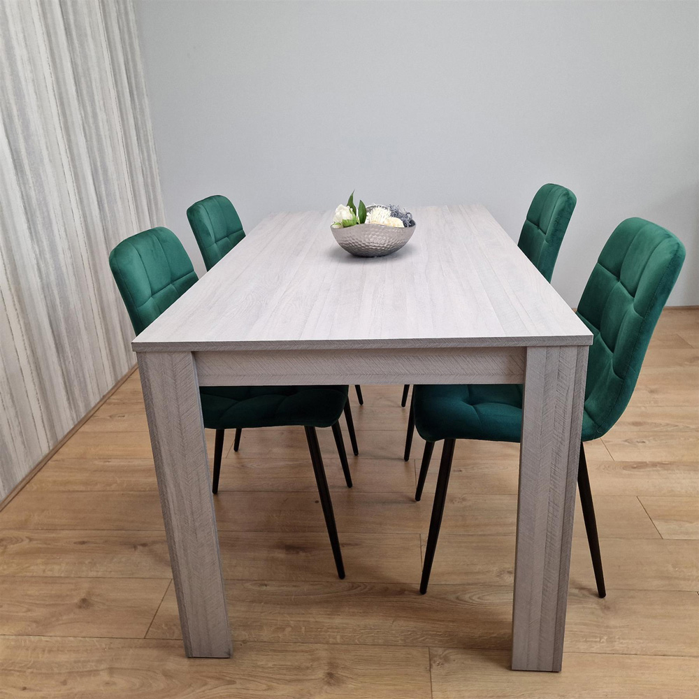 Portland 4 Seater Velvet Dining Set Grey and Green Image 7