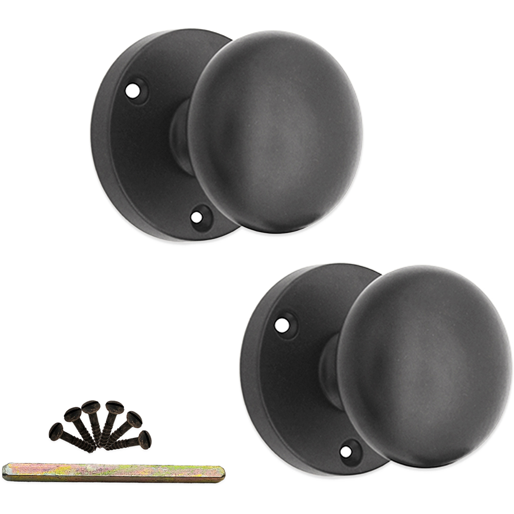 Spira Brass Matt Black Victorian Mortice Door Knob 2 Pack Image 4