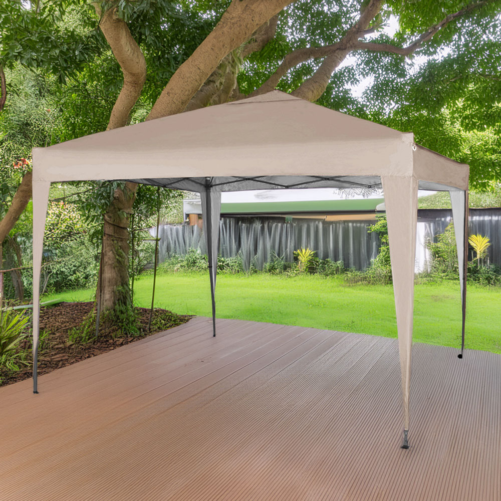 Beige Pop Up Outdoor Gazebo 2 x 2m Image 1