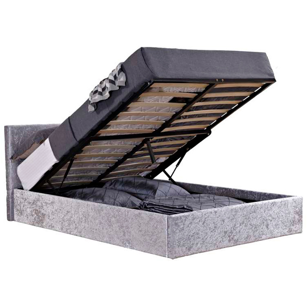 Berlin King Size Steel Crushed Velvet Ottoman Bed Image 4