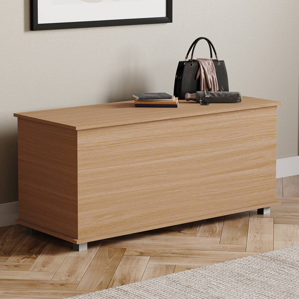 Vida Designs Leon White Wooden Storage Ottoman Image 1