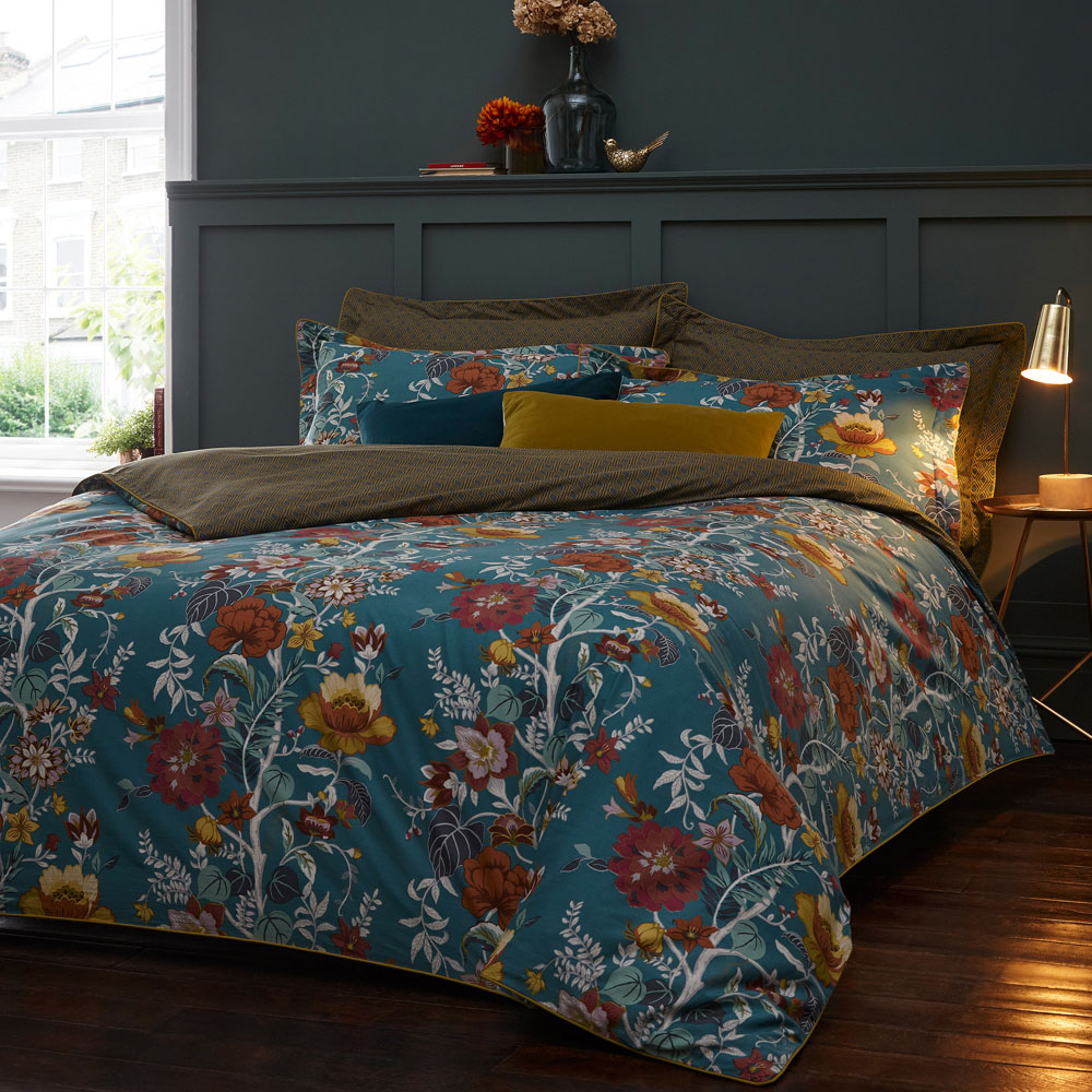 Paoletti Bloom Double Teal Duvet Set Image 1