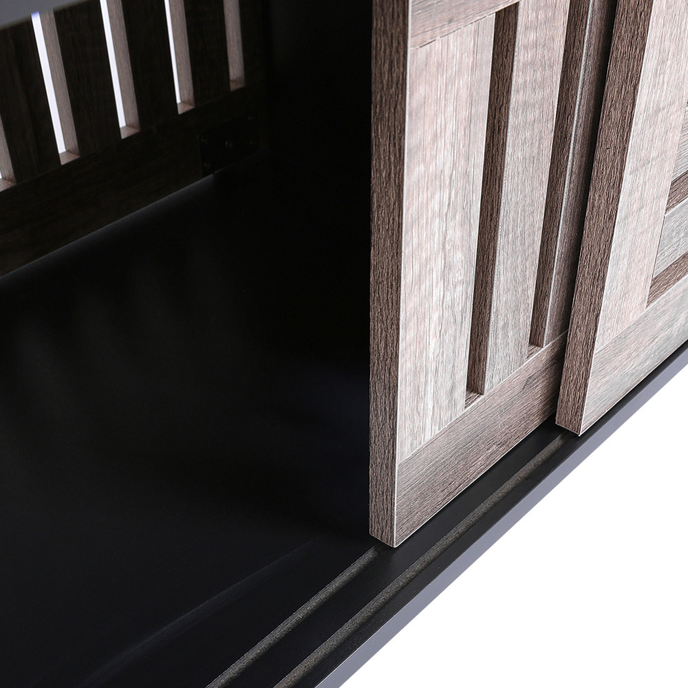 H&O Direct Slatted Sliding Door TV Stand Image 4