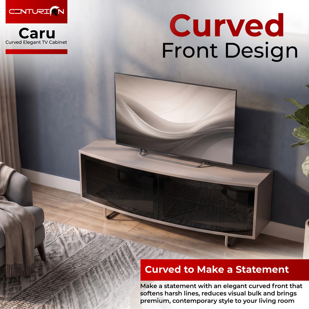Centurion Caru 2 Door Black Greige D-Shape TV Cabinet for 32-65 inch TV Image 7