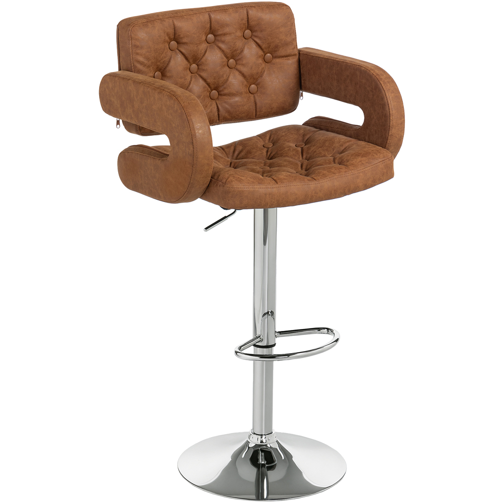 Portland Brown PU Leather Height Adjustable Swivel Bar Stool Image 2