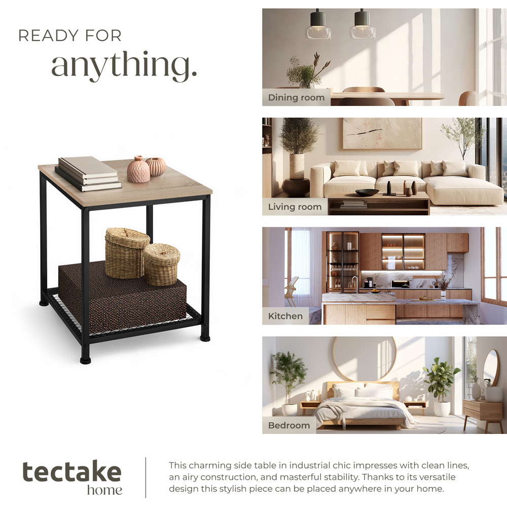 Tectake Derby Single Grid Shelf Sonoma Oak Bedside Table Image 6
