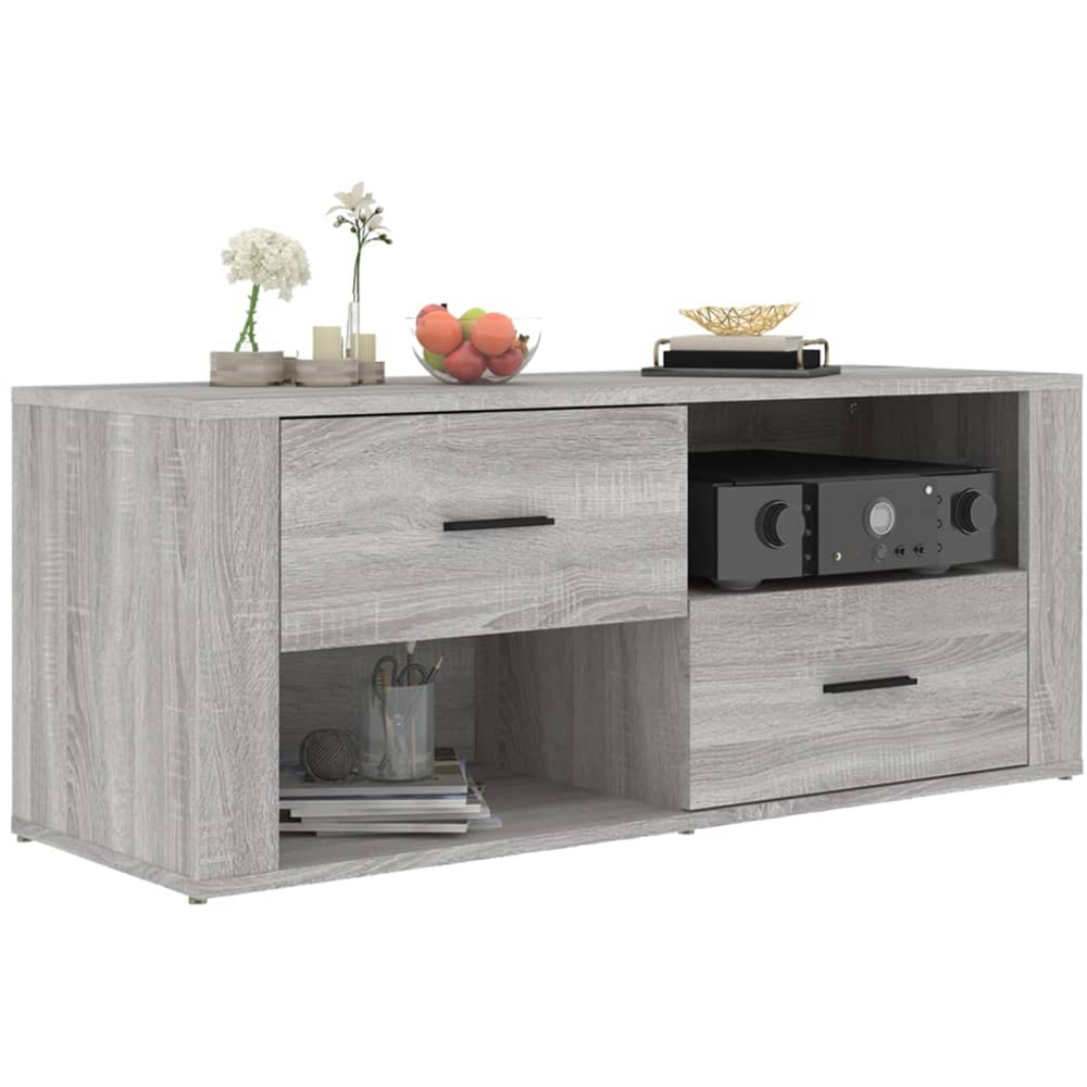 vidaXL 2 Drawer 2 Shelf Grey TV Cabinet Image 3